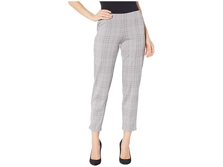 Hue Seamed Luxe Ponte Skimmer Leggings (grey/printed Plaid) Women's Casual Pants
