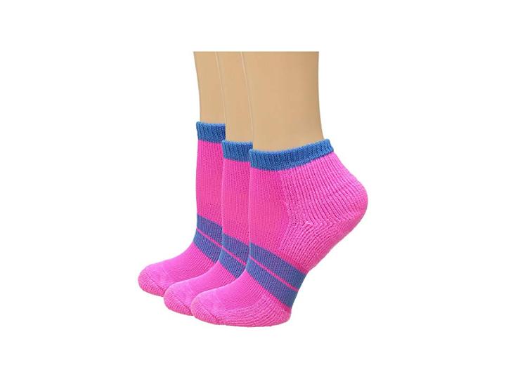 Thorlos 84 N Runner Micro Mini 3-pair Pack (electric Pink/blue Aster) Women's Low Cut Socks Shoes