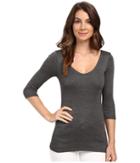 Michael Stars Shine 3/4 Sleeve Double Front V-neck (oxide) Women's Long Sleeve Pullover