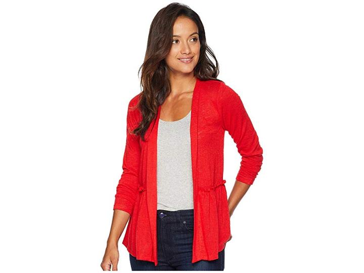 Bobeau Long Sleeve Babydoll Back Cardigan (red Tomato) Women's Sweater