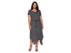 Lauren Ralph Lauren Plus Size Handkerchief-hem Short Sleeve Dress (polo Black/soft White) Women's Dress