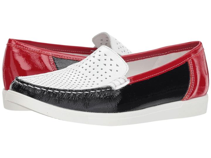 Ara Monterey Moccasin (red/white/blue Patent) Women's Sling Back Shoes