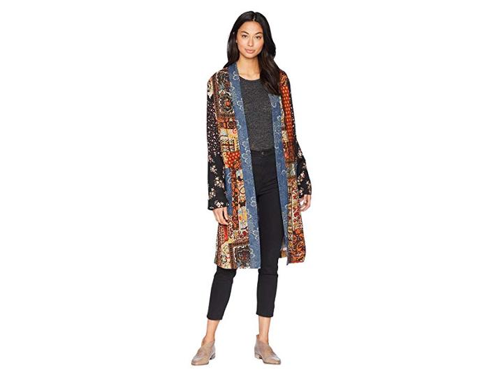 Free People Songbird Patched Coat (blue Combo) Women's Coat