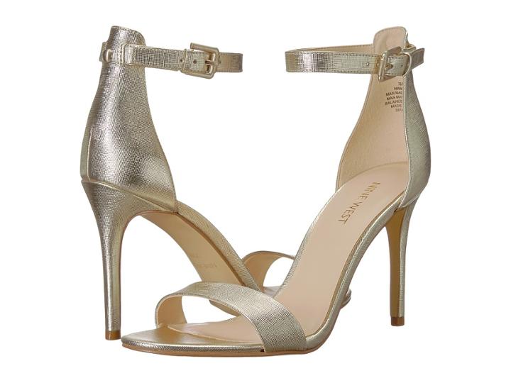 Nine West Mana Stiletto Heel Sandal (platino Etched Metallic Pu) High Heels