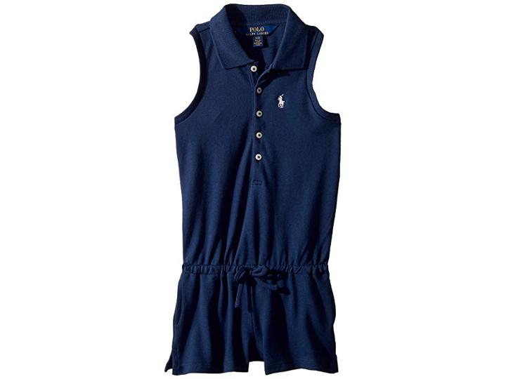 Polo Ralph Lauren Kids Stretch Cotton Mesh Romper (toddler) (summer Navy) Girl's Jumpsuit & Rompers One Piece