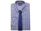 Nick Graham Multi Gingham Check Stretch Shirt With Micro Solid Dobby Tie (royal) Men's Long Sleeve Button Up