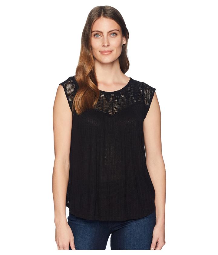 Lucky Brand Crochet Tank Top (lucky Black) Women's Sleeveless