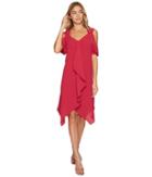 Adrianna Papell Gauzy Crepe Corkscrew Drape Dress (strawberry) Women's Dress