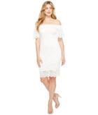 Laundry By Shelli Segal Off The Shoulder Lace Dress (marshmallow) Women's Dress