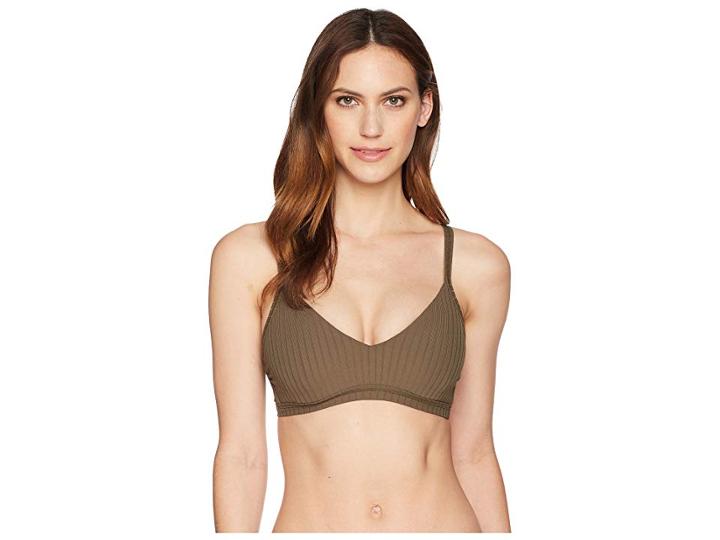 Seafolly Inka Rib D-cup Bralette (dark Olive) Women's Swimwear