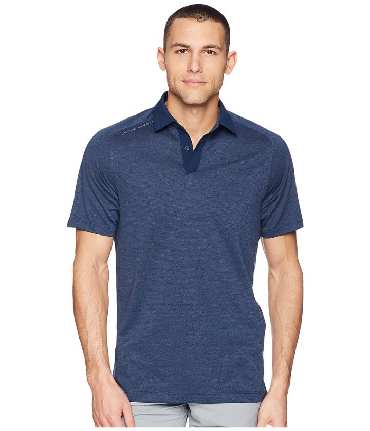 Under Armour Golf Threadborne Polo (academy Full Heather/rhino Gray/rhino Gray) Men's Clothing