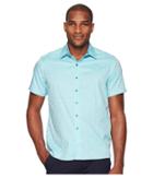 Robert Graham Cullen Squared Short Sleeve Woven Shirt (turquoise) Men's Clothing