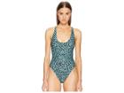 Proenza Schouler Popcorn Flower Strappy Cross-back One-piece (marine/black) Women's Swimsuits One Piece
