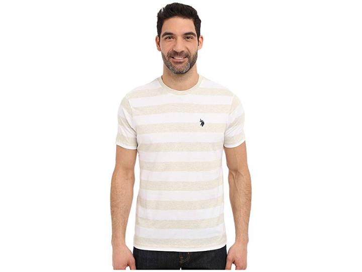 U.s. Polo Assn. Stripe Crew Neck T-shirt (white) Men's Short Sleeve Pullover