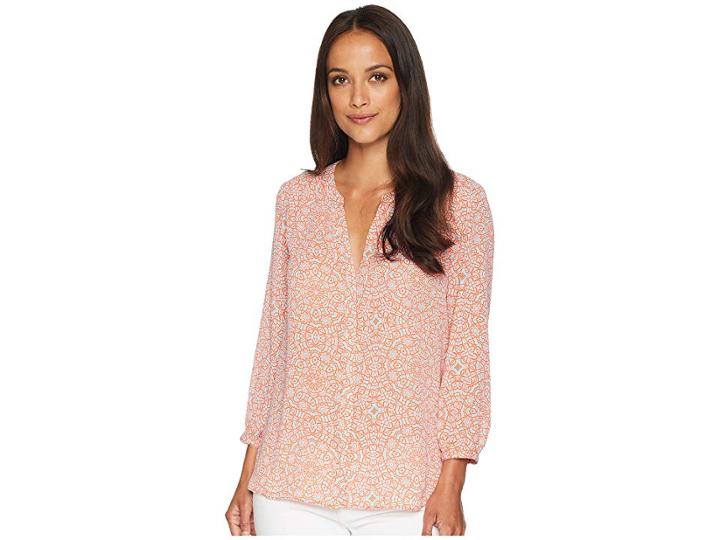 Nydj Blouse W/ Pleated Back (sundial Blaze) Women's Blouse