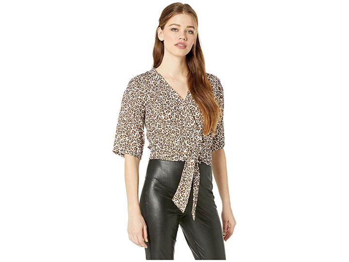 Bebe Tied Waist W/ Deep V Top (leopard) Women's Clothing