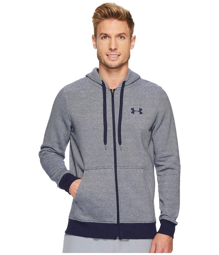 Under Armour Rival Eoe Fitted Full Zip (midnight Navy/midnight Navy/midnight Navy) Men's Clothing