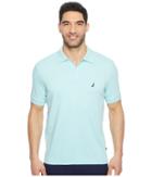 Nautica Short Sleeve Solid Interlock Polo (harbor Mist) Men's Short Sleeve Pullover