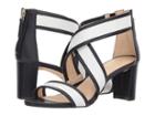 Nine West Pearlita Block Heel Sandal (french Navy/white Dress Calf Pu/dress Calf) High Heels