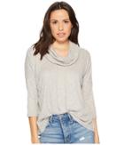 Jack By Bb Dakota Corray Rib Knit Scrunched Neck Top (ghost Grey) Women's Clothing