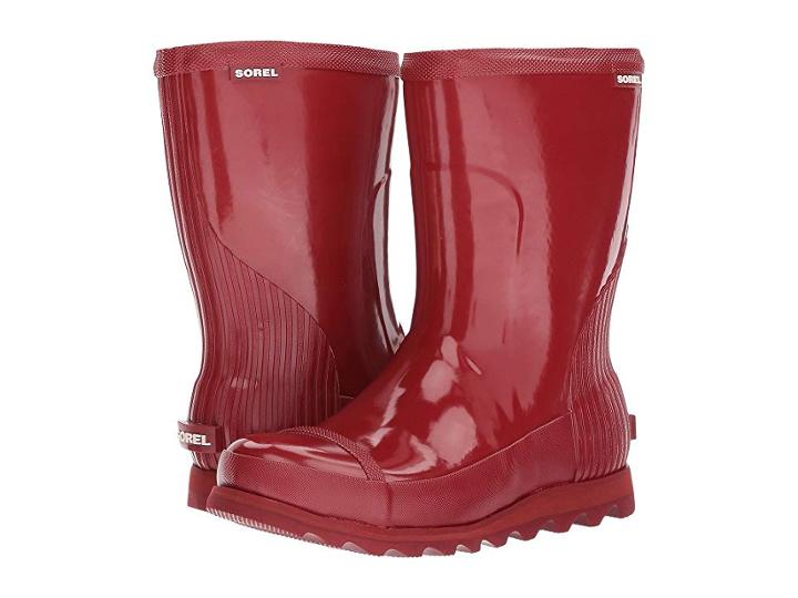 Sorel Joan Rain Short Gloss (red Dahlia/candy Apple) Women's Waterproof Boots
