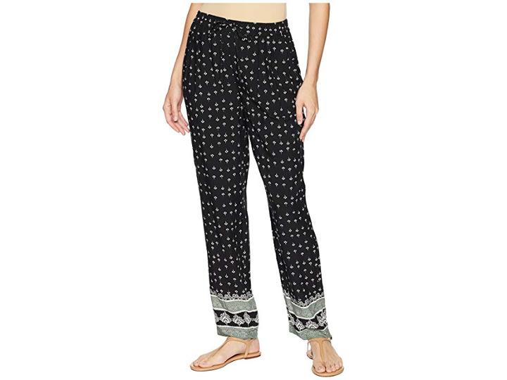Two By Vince Camuto Fan Geo Tie Waist Printed Pull-on Pants (rich Black) Women's Casual Pants