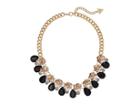 Guess Floral Motif Collar Necklace With Stone Accents (gold/jet/ivory) Necklace