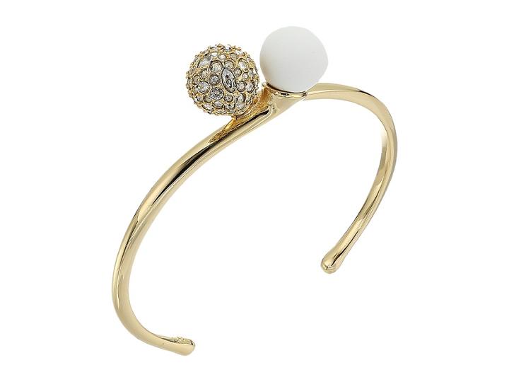 Alexis Bittar Crystal Encrusted With Matte White Accent Interlocking Sphere Cuff Bracelet (10k Gold) Bracelet