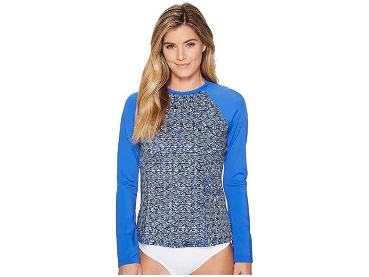 Prana Charline Sun Top (blue Seashells) Women's Swimwear