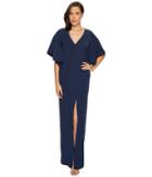 Halston Heritage V-neck Gown W/ Flounce Sleeve (blue Moon) Women's Dress