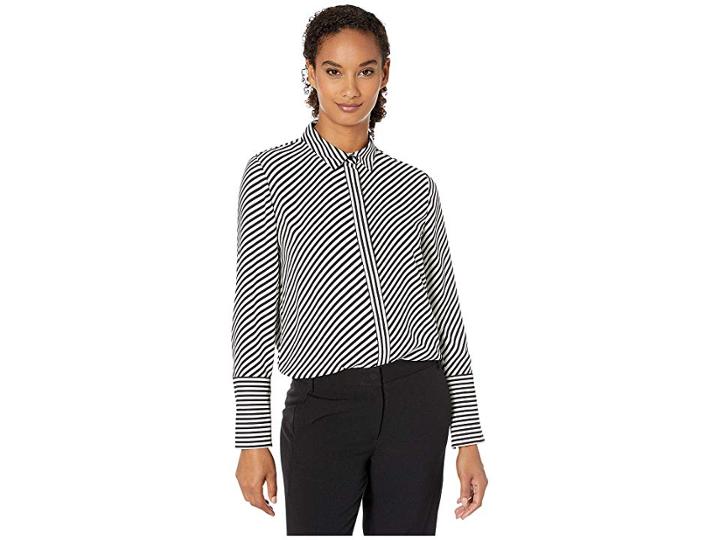 Anne Klein Extended Slit Cuff Blouse (anne White/anne Black) Women's Blouse