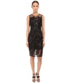 Marchesa Notte Sleeveless Cocktail With Sequin And Ribbon Embroidery (black) Women's Dress