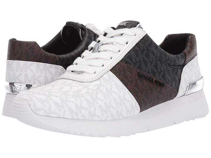 Michael Michael Kors Allie Trainer (bright White/black/brown) Women's Shoes