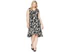 Unique Vintage Plus Size Gloria Wiggle Dress (black/pink Floral) Women's Dress