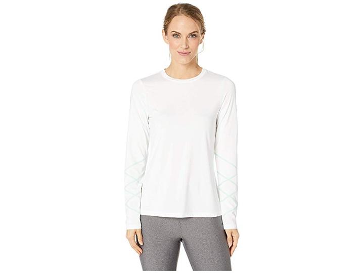 Shape Activewear Cross Check Long Sleeve Tee (white) Women's T Shirt
