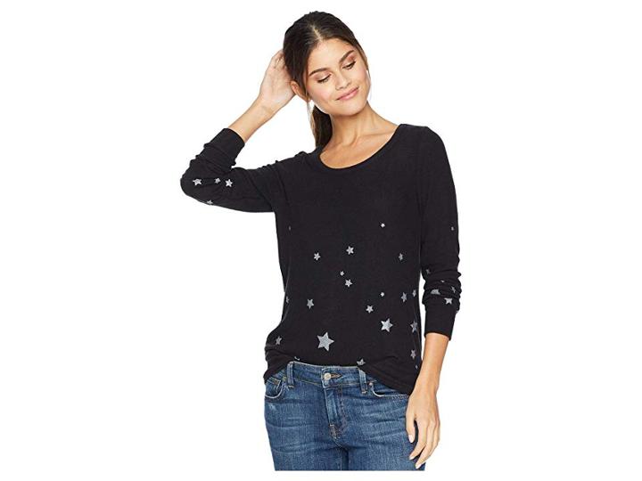 Chaser Love Knit Long Sleeve Basic Pullover (true Black) Women's Long Sleeve Pullover