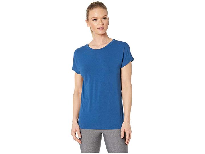 Reebok Workout Ready Mesh Panel Elements Tee (bunker Blue) Women's Clothing