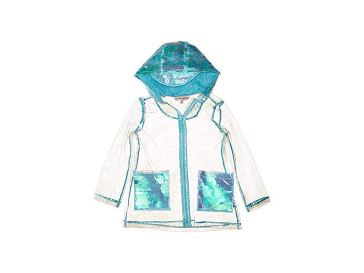 Urban Republic Kids Transparent Raincoat With Sequins (little Kids/big Kids) (aqua) Girl's Coat