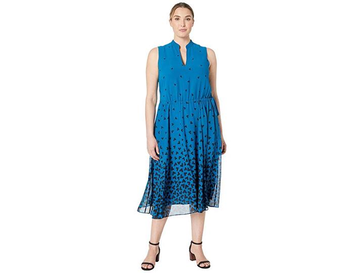 Anne Klein Plus Size Drawstring Midi Dress (fir/anne Black) Women's Clothing