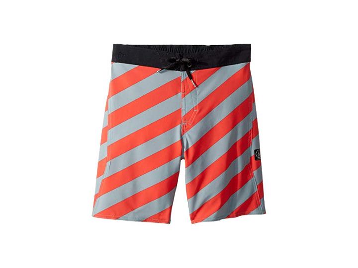 Volcom Kids Stripey Elastic Boardshorts (little Kids/big Kids) (lead) Boy's Swimwear