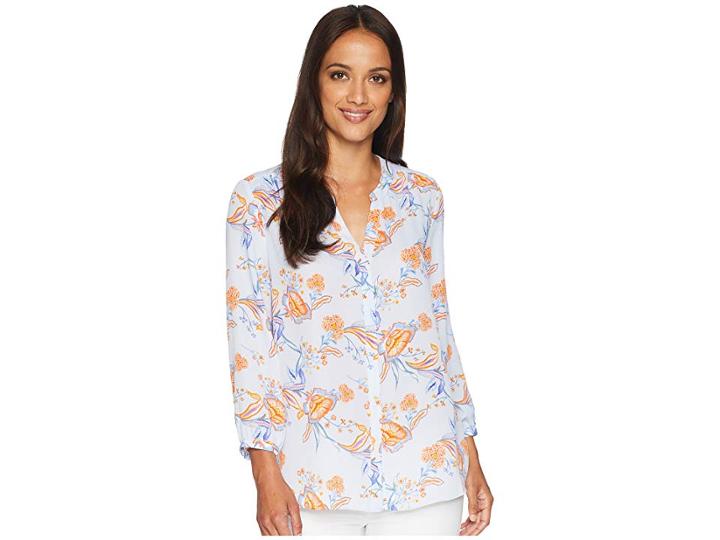 Nydj Blouse W/ Pleated Back (tidal Vines Tranquility) Women's Blouse