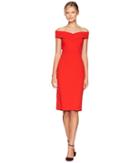 Eci Off The Shoulder Sweetheart Neck Scuba Crepe Sheath (red) Women's Dress