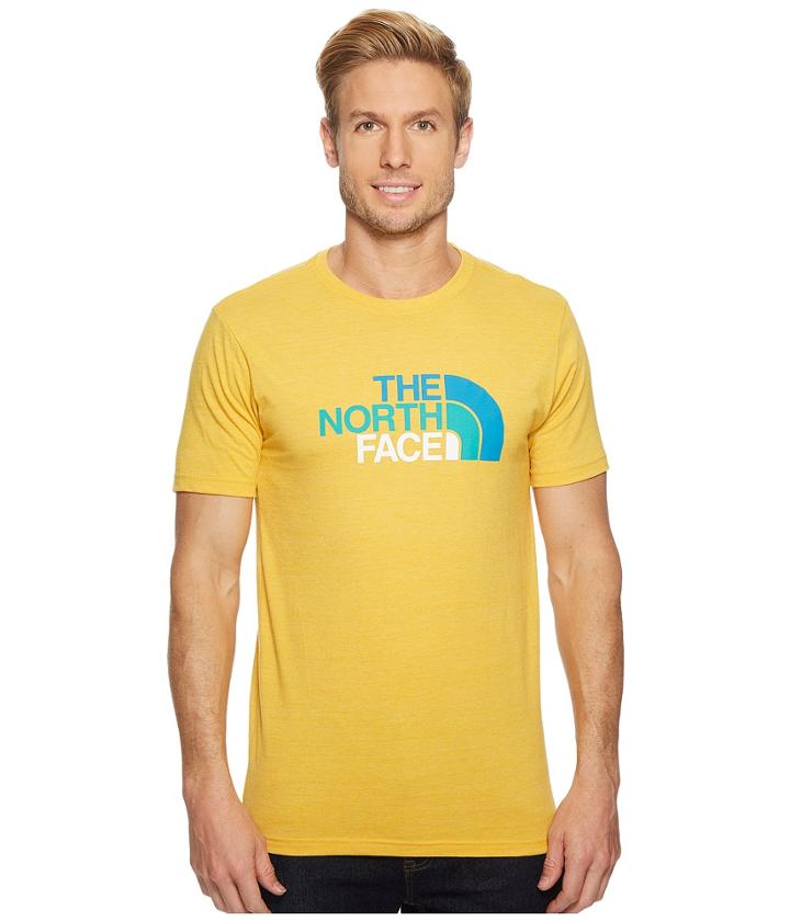 The North Face Short Sleeve Tri-blend Tee (golden Rod Heather/bluejay Multi) Men's T Shirt