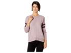 Pink Rose Long Sleeve Pullover W/ High-low Hem (mauve Combo) Women's Clothing