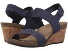 Rockport Total Motion Taja Quarter Strap (deep Ocean Cas Suede) Women's Wedge Shoes