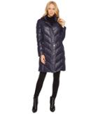 Lauren Ralph Lauren Chevron Packable W/ Faux Suede (navy) Women's Coat