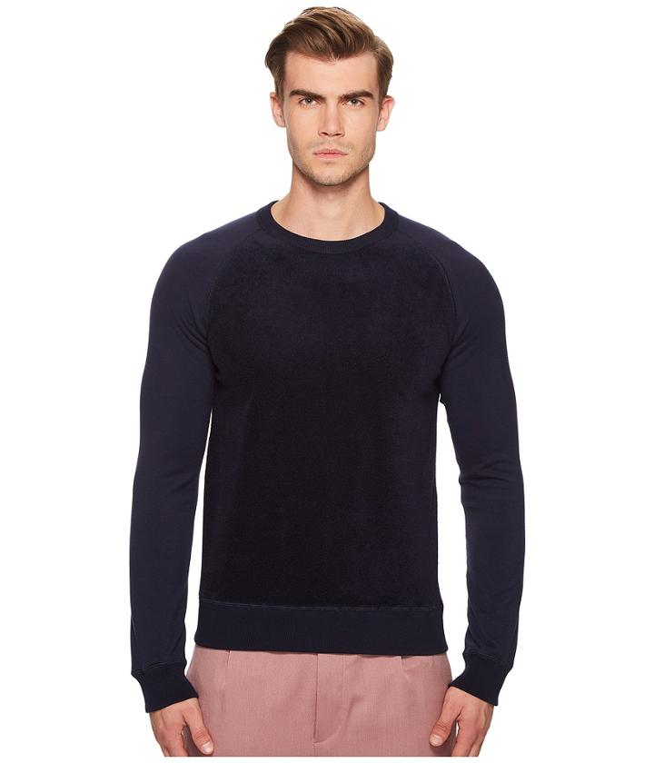 Todd Snyder Texture Block Crew Sweatshirt (navy) Men's Clothing