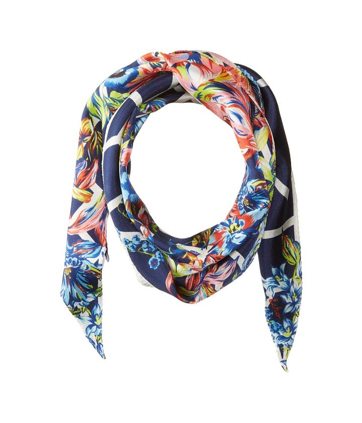 Echo Design Adelaide Floral Silk Diamond (navy) Scarves