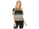 Miss Me Ombre Sequin Puff Sleeve Top (black/gold) Women's Clothing