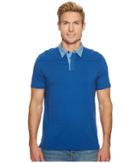 Perry Ellis Heathered Collar Pima Cotton Polo (monaco Blue) Men's Clothing